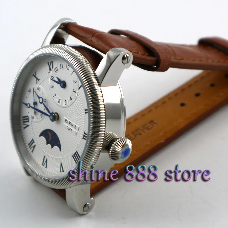 Часы наручные Parnis мужские с белым циферблатом роскошные ручным заводом