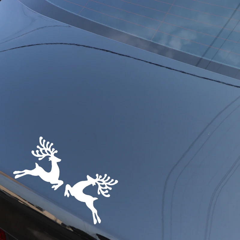 

YJZT 17.2CM*8.6CM Deer Decor Pattern Mirror Creativity Car Sticker Body Of Car Accessories Black/Silver C4-2015