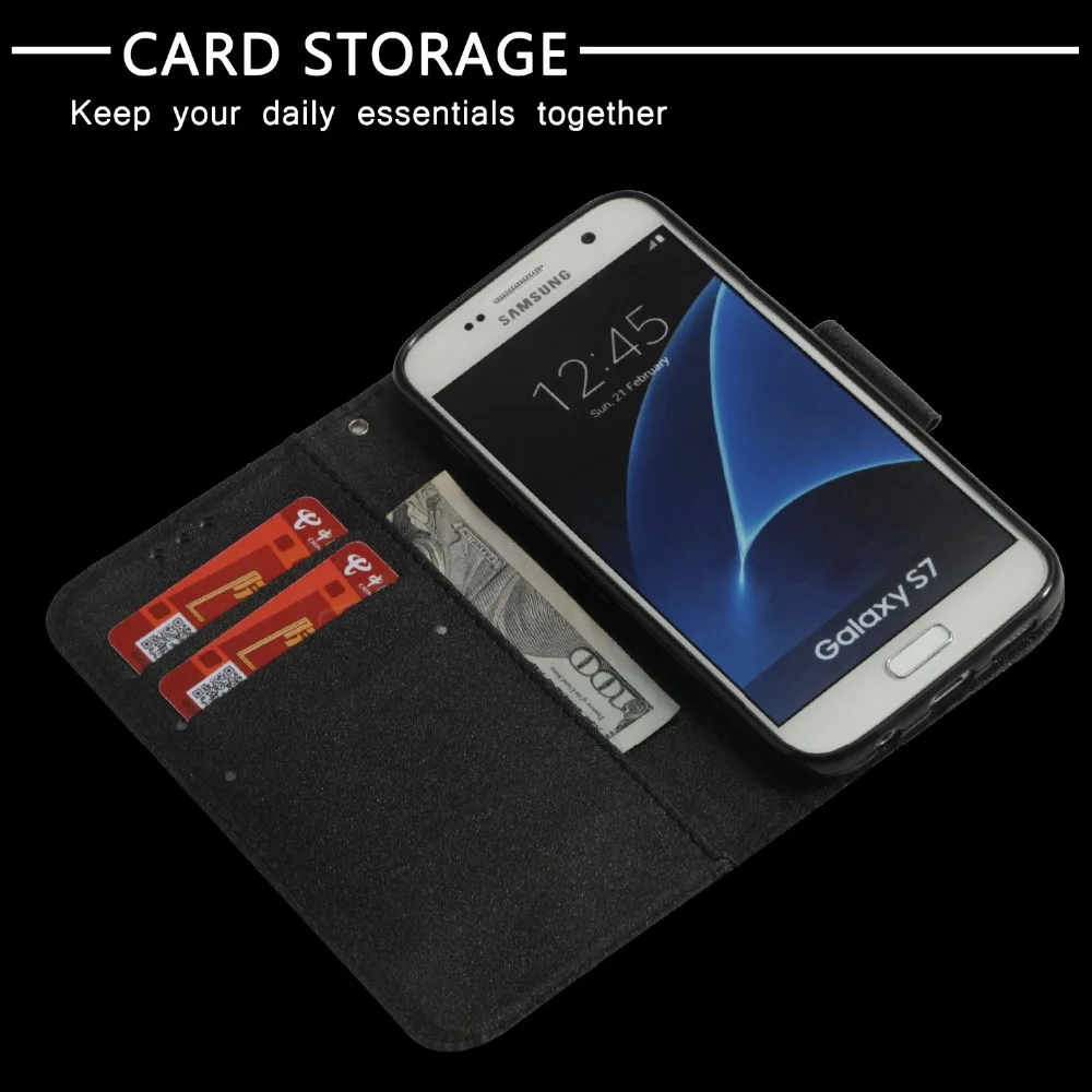 S7 Роскошный кожаный бумажник держатель для карт флип стенд чехол телефона samsung