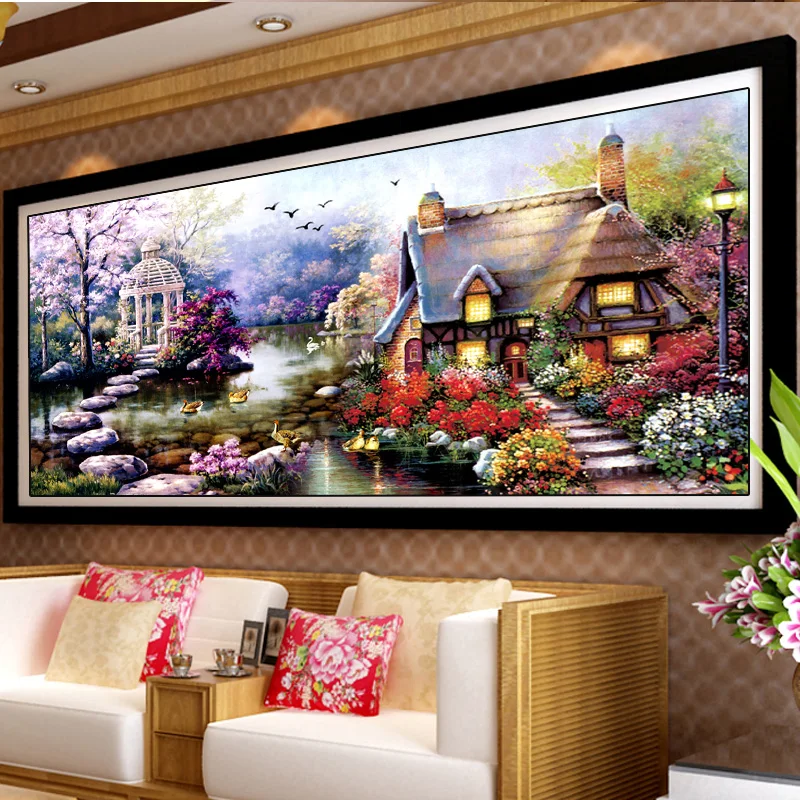 Картина для алмазной вышивки QIANZEHUI садовый домик пейзаж картина 5D вышивка