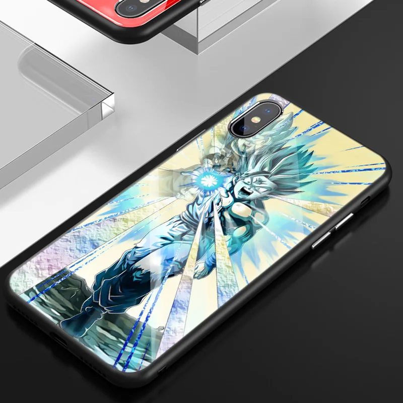 Чехол из закаленного стекла для iPhone 7, силиконовый чехол для iPhone 8, 6, 6 S, 11, 11 Pro, X, XR, XS MAX, Plus, Dragon Ball, Gohan, мультяшная задняя крышка