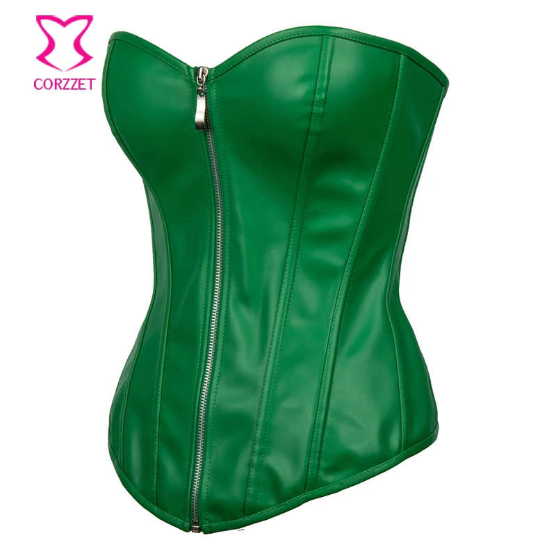 Зеленый кожаный корсет бюстье Corzzet женская готическая одежда|corset plus size dress|corset