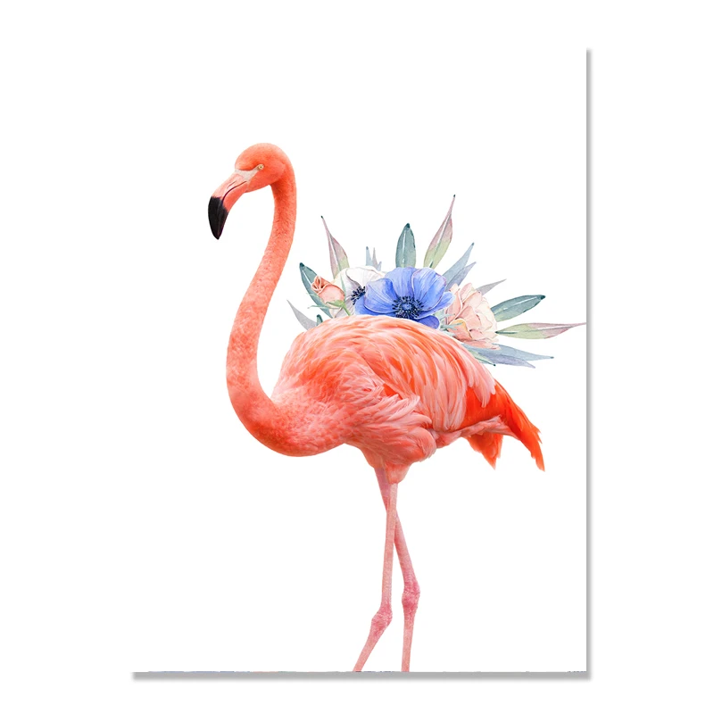 Flamingos Purple Flower Nordic Poster Wall Art Canvas Painting Picture Cuadros Decoracion Pictures For Living Room Unframed | Дом и сад