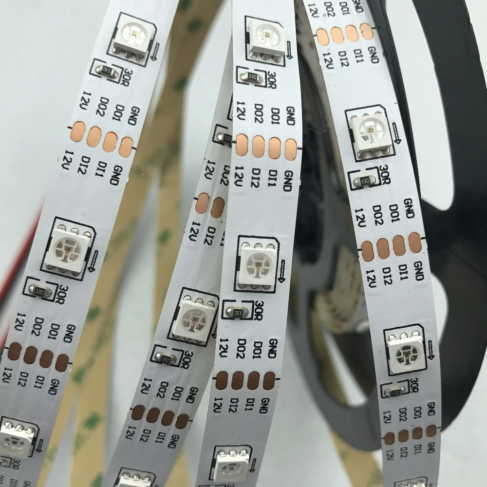 

DC12V input addressabl RGB LED pixel strip;GS8208 chip(similar to WS2811,WS2813);30leds/m;5m;non-waterproof;IP33;;white PC