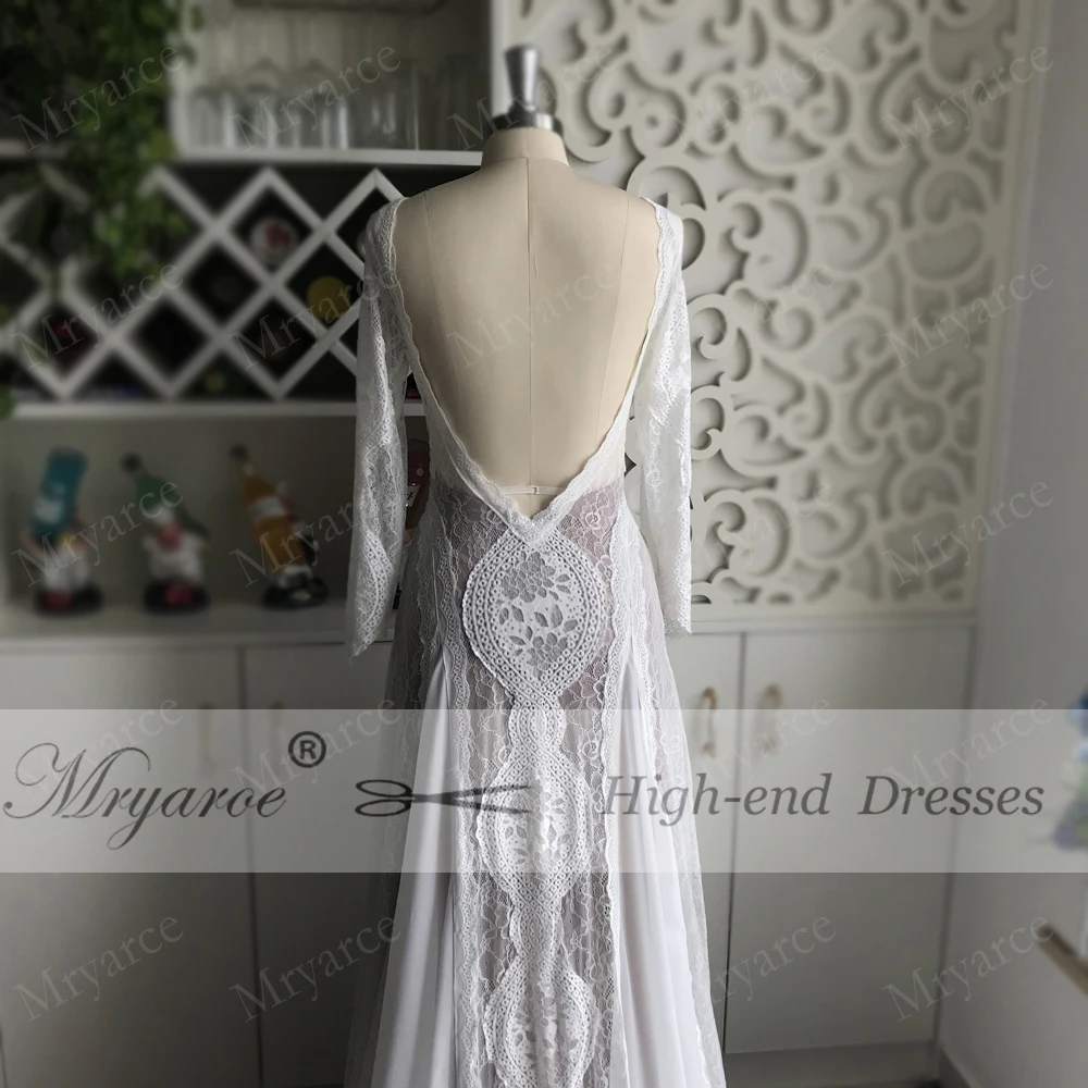 Кружевное богемное свадебное платье Mryarce эластичные шифоновые платья с длинным