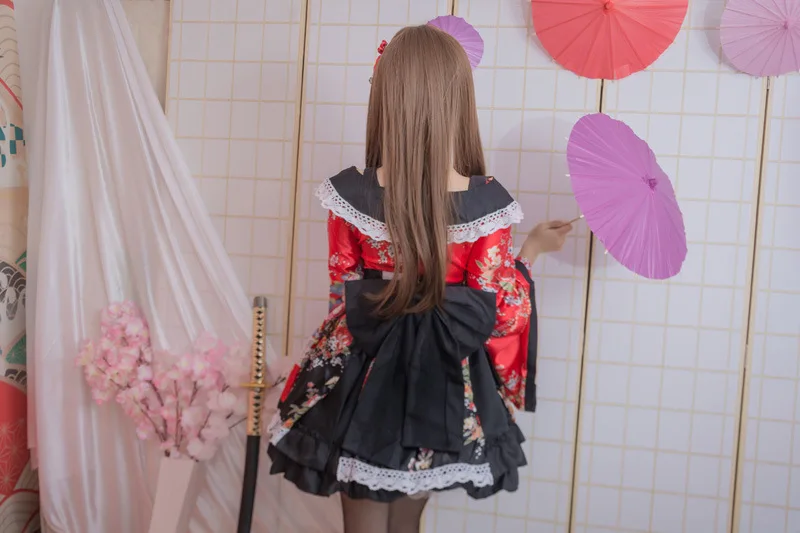 Lovelive/кимоно для девочек; платье японского аниме Kawaii; маскарадные костюмы с цветочным рисунком; причудливая Восточная юката; женская кружевная праздничная одежда в стиле Лолиты