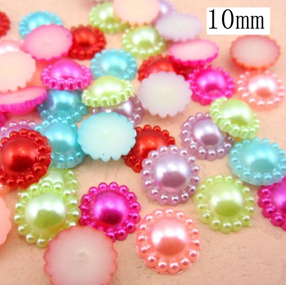 Бесплатная доставка полукруглые бусины с имитацией жемчуга в форме подсолнуха 10