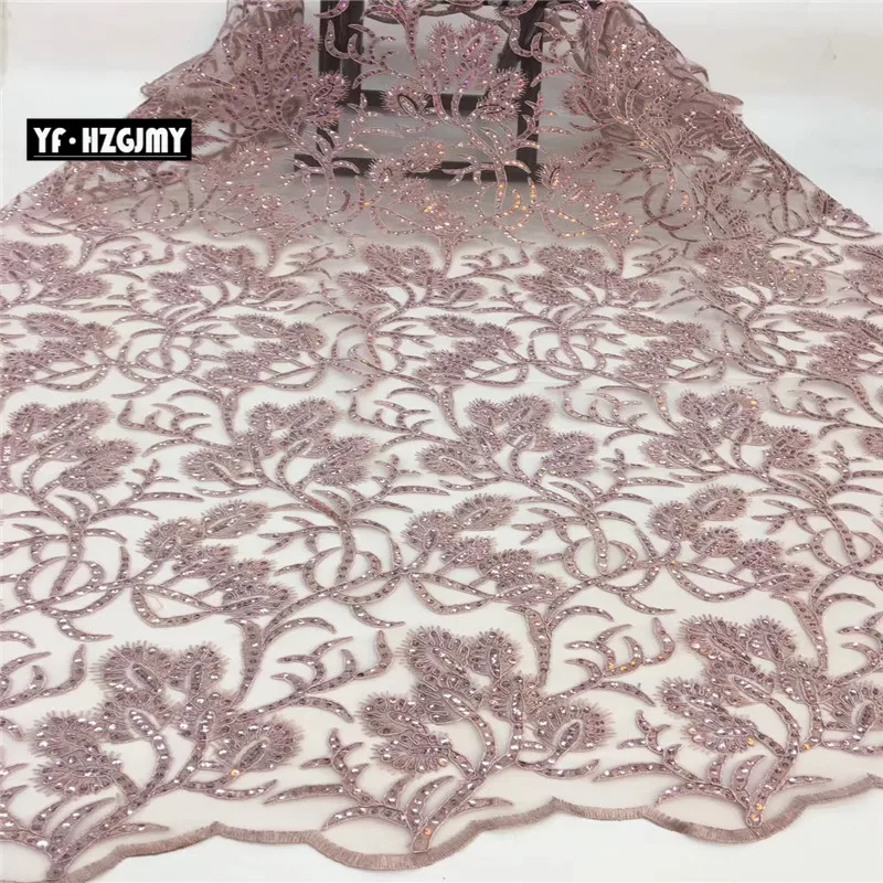 YF HZGJMY Blush Pink Lace Fabric High Quality Wedding Dress Party French Tulle 2019 Sequin Embroidery Net A1619 | Дом и сад