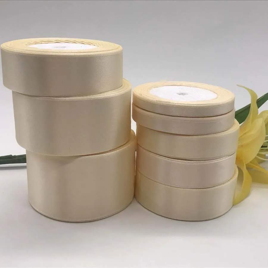25 ярдов/рулон 3 мм 50 ширина слоновой кости шелковый атлас ленточный материал для