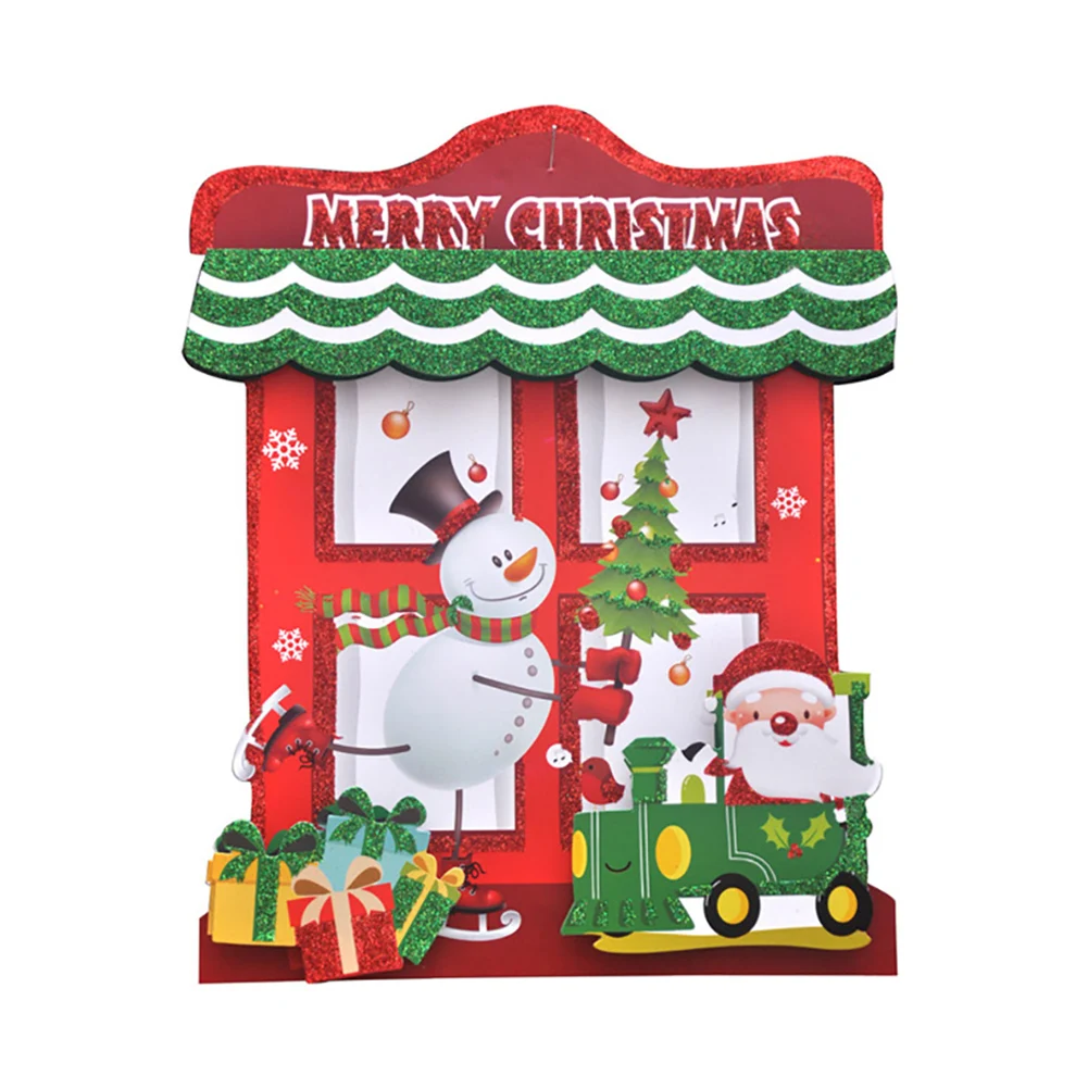 Рождественские украшения висит Xmas кулон в виде домика для елки окно дверь стена