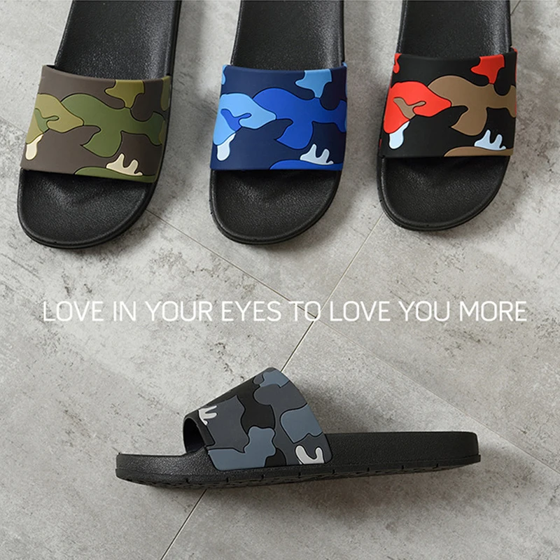 

VOTODA Men's Summer PVC Camouflage Beach Sports Flip Flops Classic Men Trend Comfortable Flat Slippers Quick Drying Home Slides