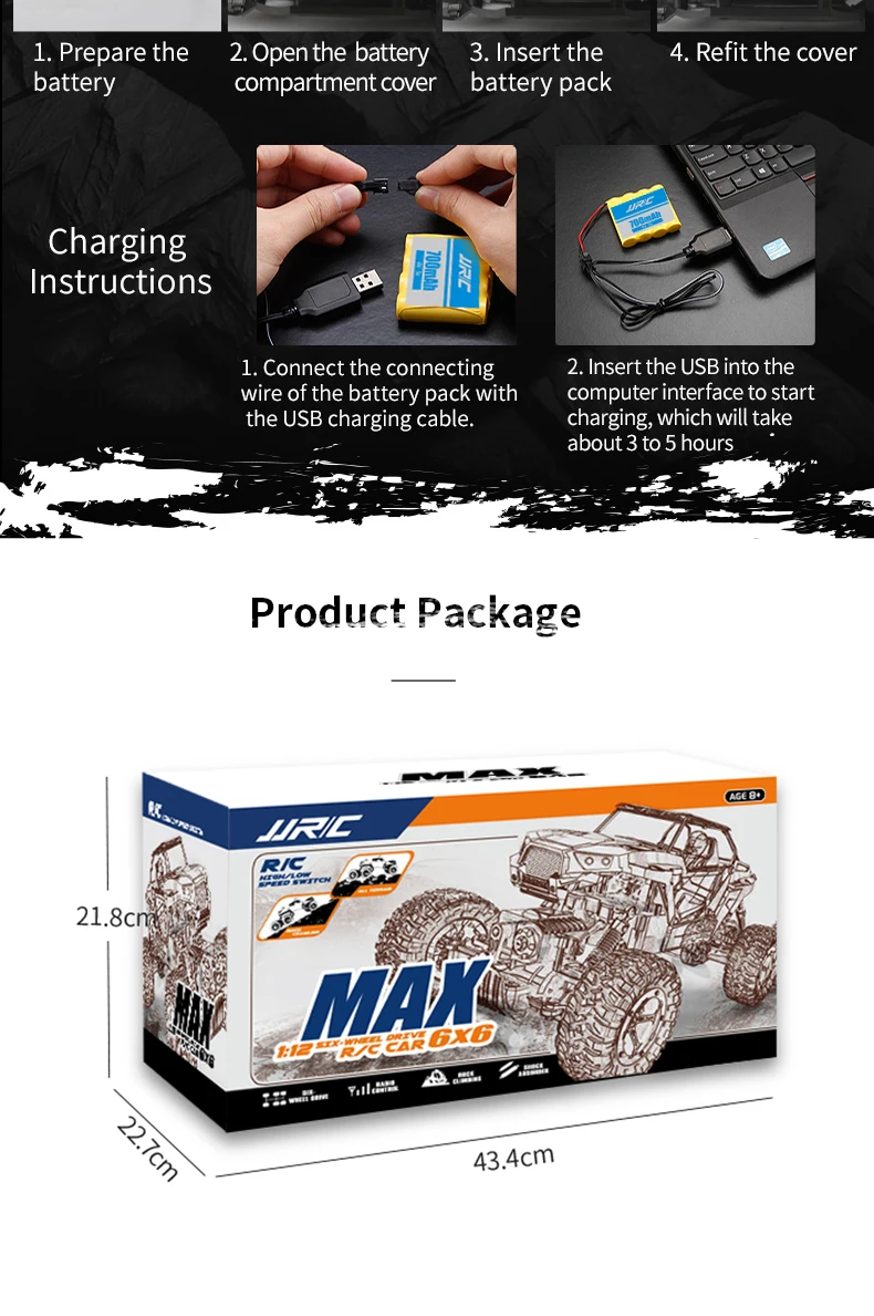 JJRC Q51 RC Автомобиль 2,4G внедорожник Макс 6WD RTR гоночный грузовик автомобиль шесть колес матовый пульт дистанционного управления скалолазание автомобиль игрушки