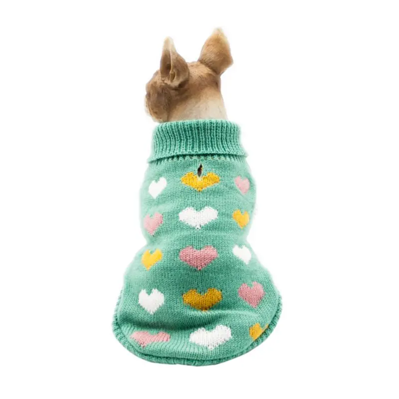 Dog Cat Knit Sweater Heart Design Pet Cute Sweatshirt for Autumn And Winter Multi-Color Protect Two Feet Dog Warm Clothing