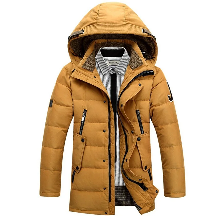 2014 бренд пуховик зимняя куртка мужчины пальто 90% белая утка лонг сгущает пиджаки