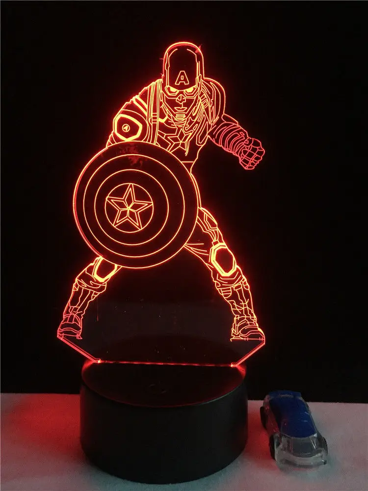 Спать lights rgb Капитан Америка рисунок 3D акриловые ночь с подсветкой 7 цветов
