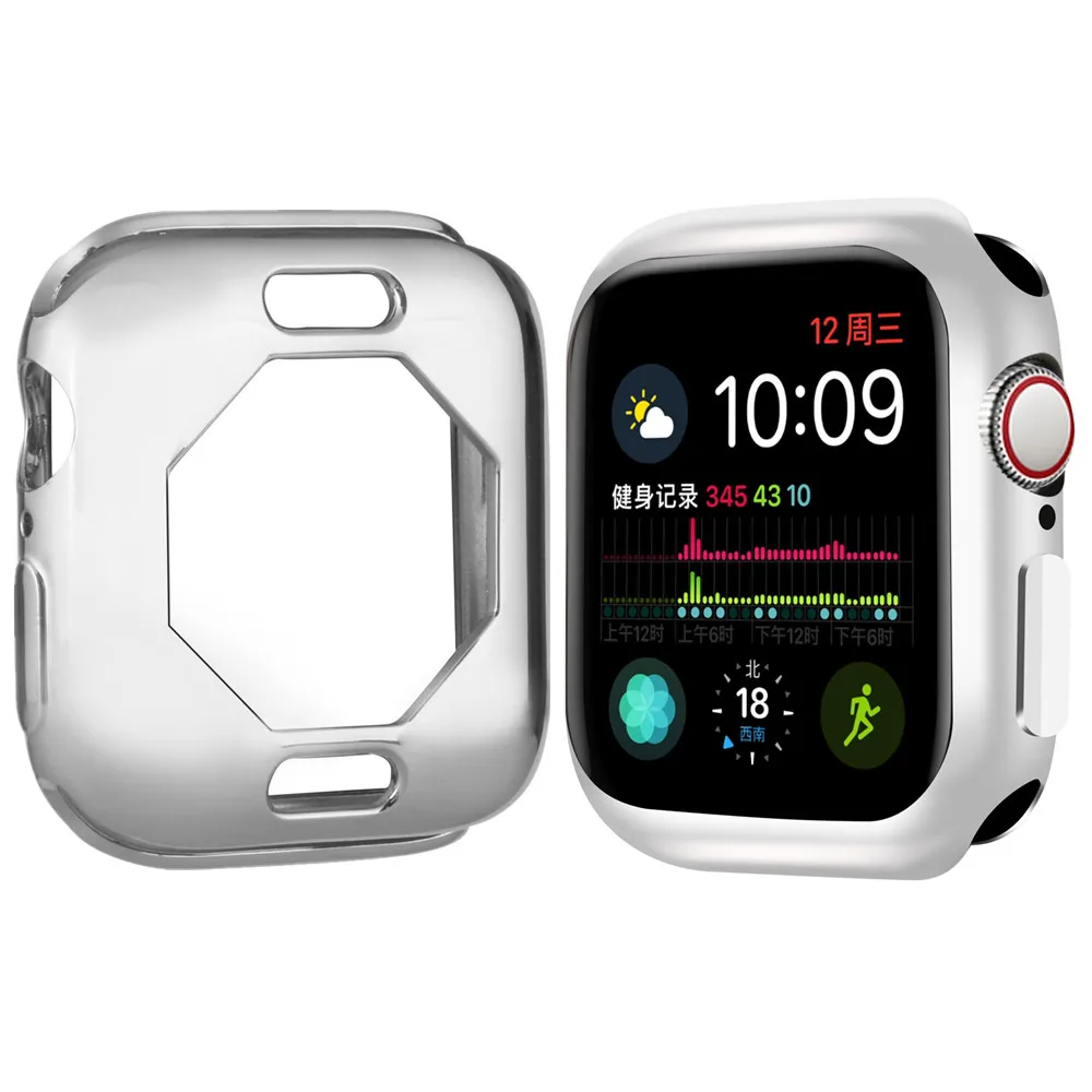 Цветной мягкий чехол из ТПУ с покрытием для Apple Watch Series 4 Series 5, защитный чехол для iWatch 44 мм 40 мм, силиконовый чехол
