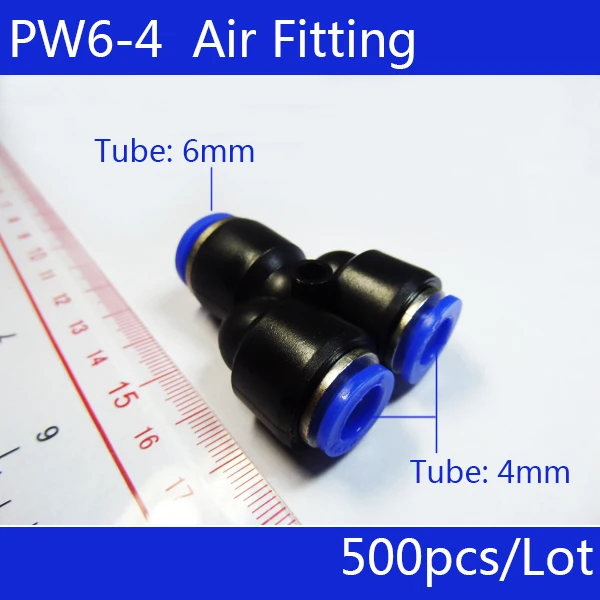 

Free shipping Wholesale 500PCS PW6-4 Reducing Unequal Pneumatic Air Tube Fitting Connector , I.D One 6mm Two 4mm