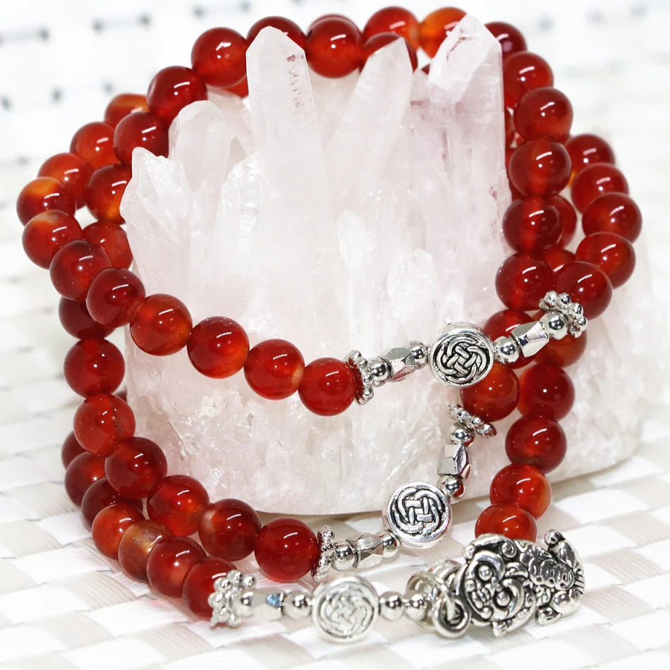 Сердолик из натурального красного камня круглые Многослойные браслеты 6 мм оникс