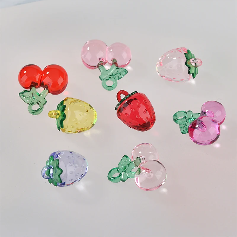 Цветные акриловые серьги ручной работы в форме вишни/клубники 30 шт./Лот