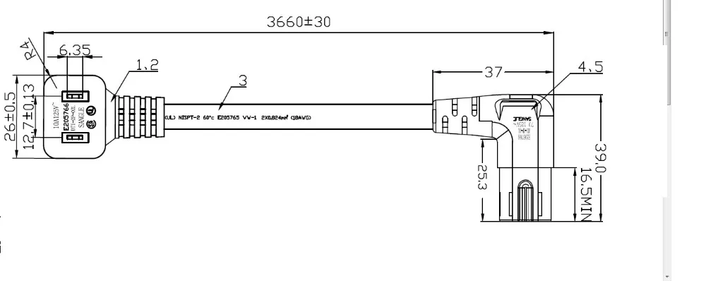 Оптовая продажа в наличии 12ft прямоугольный 90 градусов кабель питания для samsung