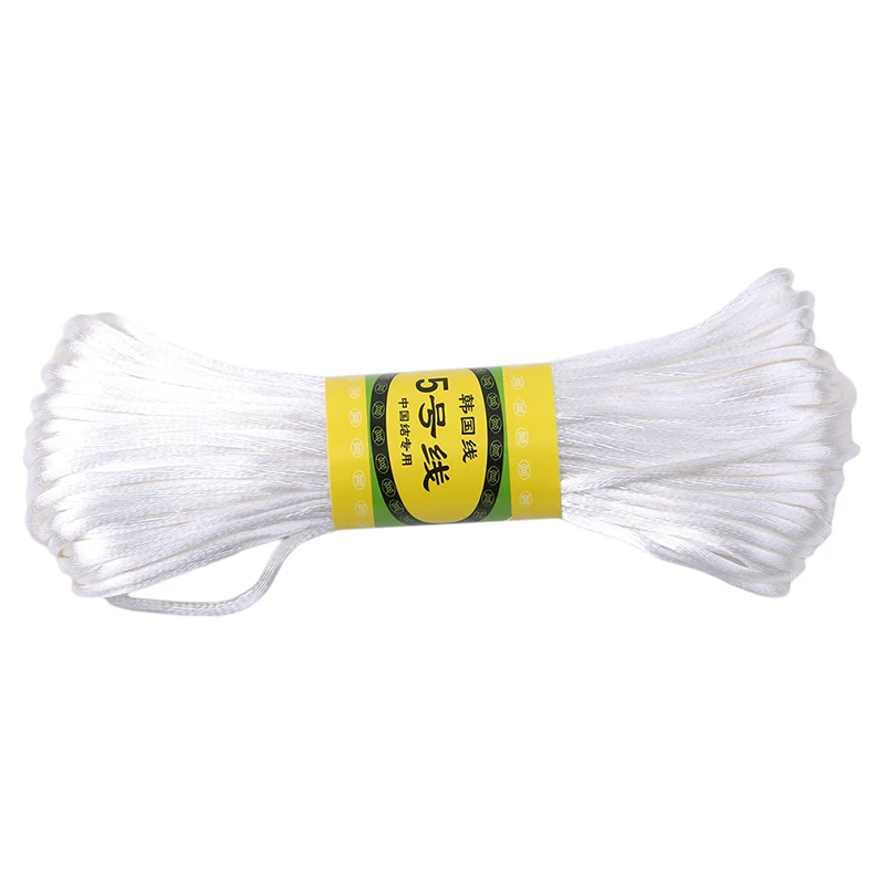 white 20 м/лот, сатиновые шнуры, сделай сам, шнур, нейлоновая веревка, аксессуары и фурнитура для детских силиконовых прорезывателей, бусы, ожерелье, ювелирный шнур - Цвет: white