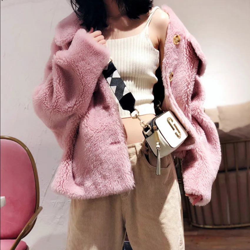 S 6XL осенняя и зимняя одежда большой размер овчина гранулярная куртка для женщин