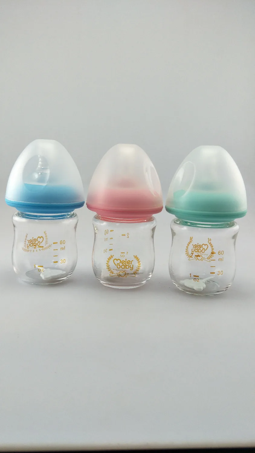 Meierbaby бутылка для новорожденных(M8229); высокое боросиликатное стекло; BPA бесплатно; жидкий силиконовый материал; S отверстие(медленный поток