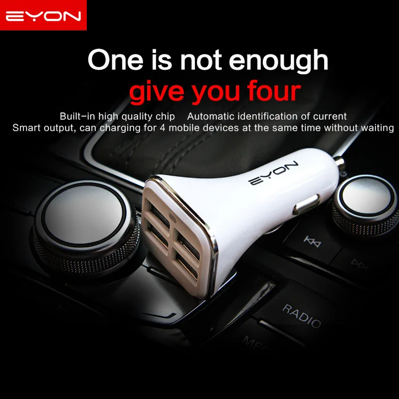 Eyon 6.8A четыре Порты и разъёмы USB Автомобильное Зарядное устройство Мини