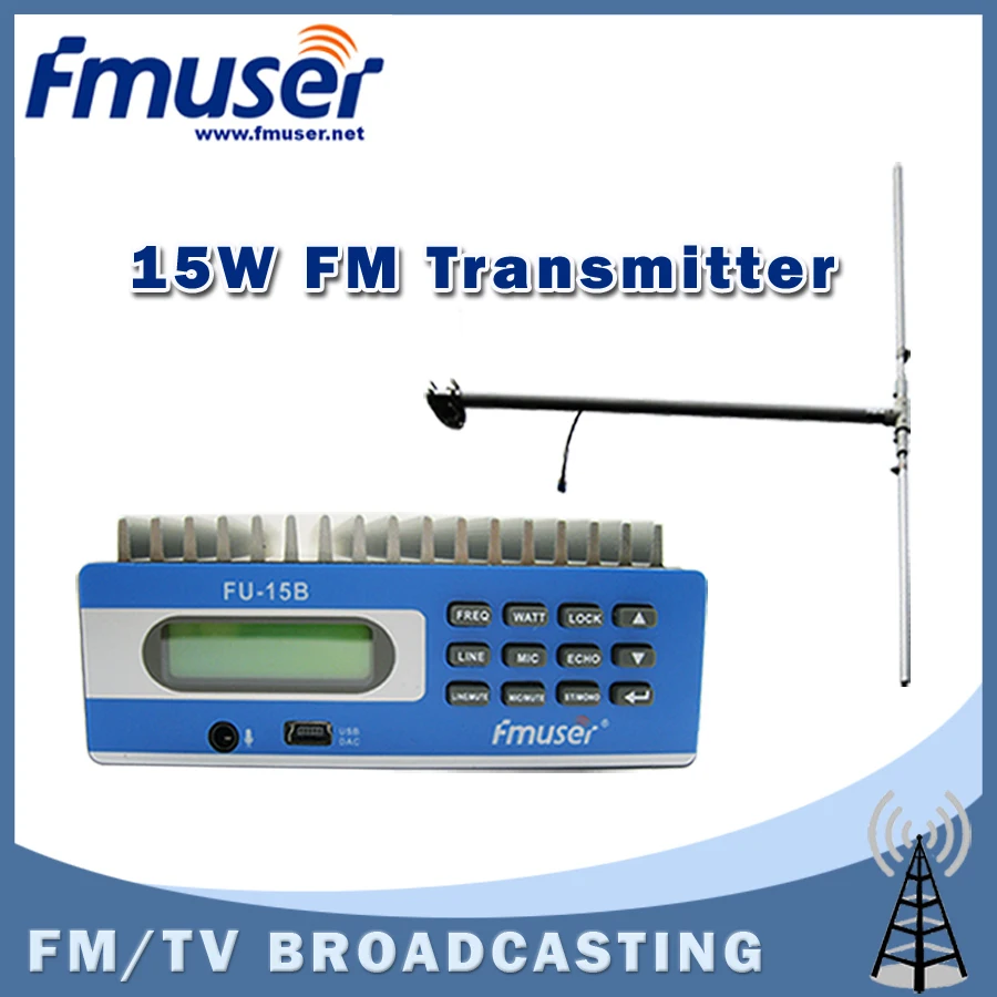 Бесплатная доставка FMUSER fu 15b 0 15 Вт fm передатчик pc управления КСВ Protect 1/2 волна