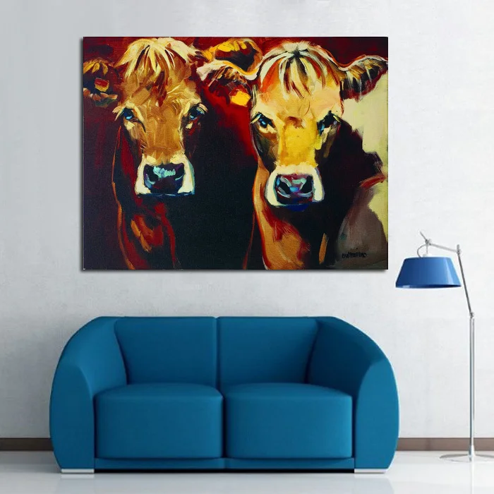 100% ручная роспись абстрактные животные картина маслом Милая Корова на холсте