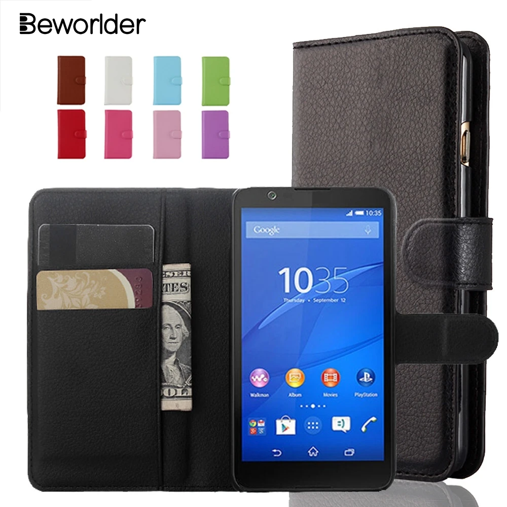Beworld для sony Xperia E4G E 4G Высокое качество личи кошелек из искусственной кожи Чехол