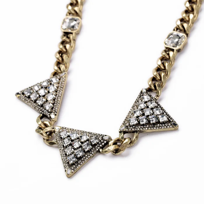 Крупная цена прозрачные кристаллы треугольные ожерелья и подвески винтажные