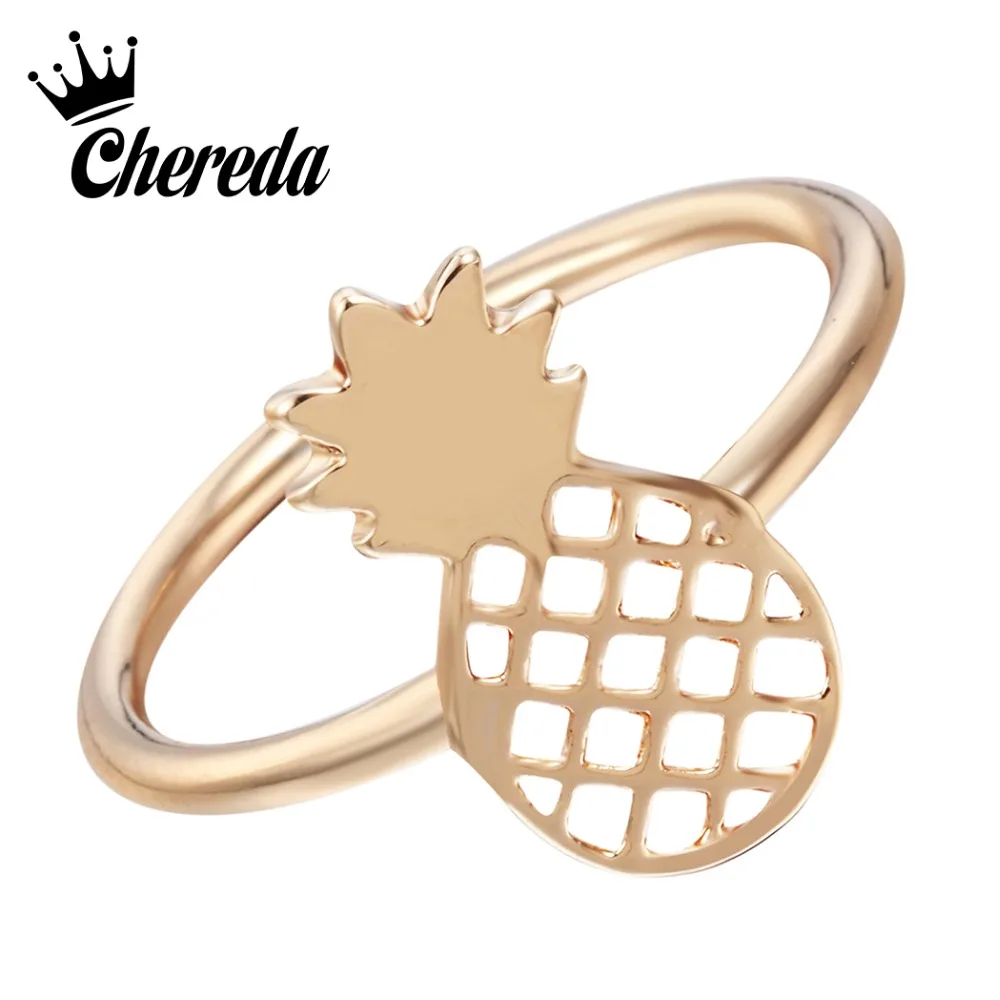 

Chereda Simple Cute Pineapple Rings for Women Funny Outline Fruit Rings Lovely Party Gift Bijouterie Jewelry