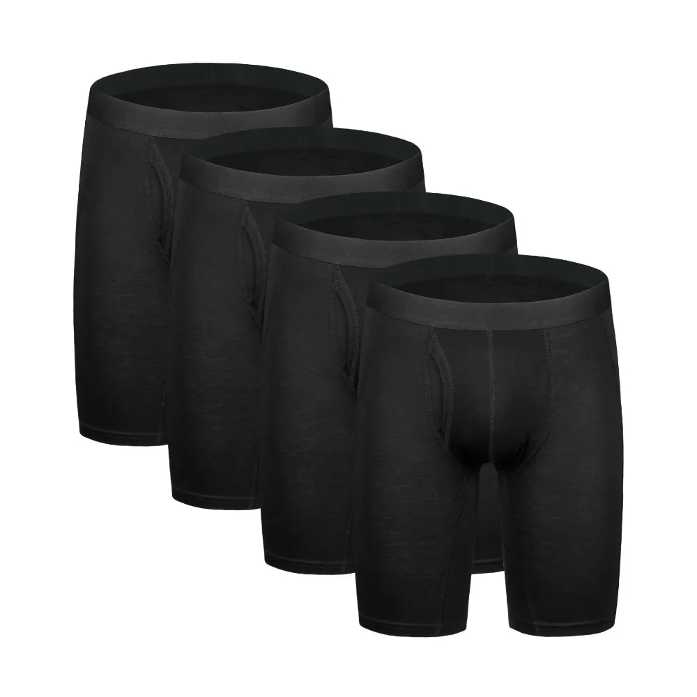 4Pcs K0322 Black 4 шт./партия, модные шорты-боксеры, мужское нижнее белье больших размеров, мужские длинные мужские боксеры, мужские хлопковые трусы-боксеры, Cuecal трусы, мужские трусы - Цвет: 4Pcs K0322 Black