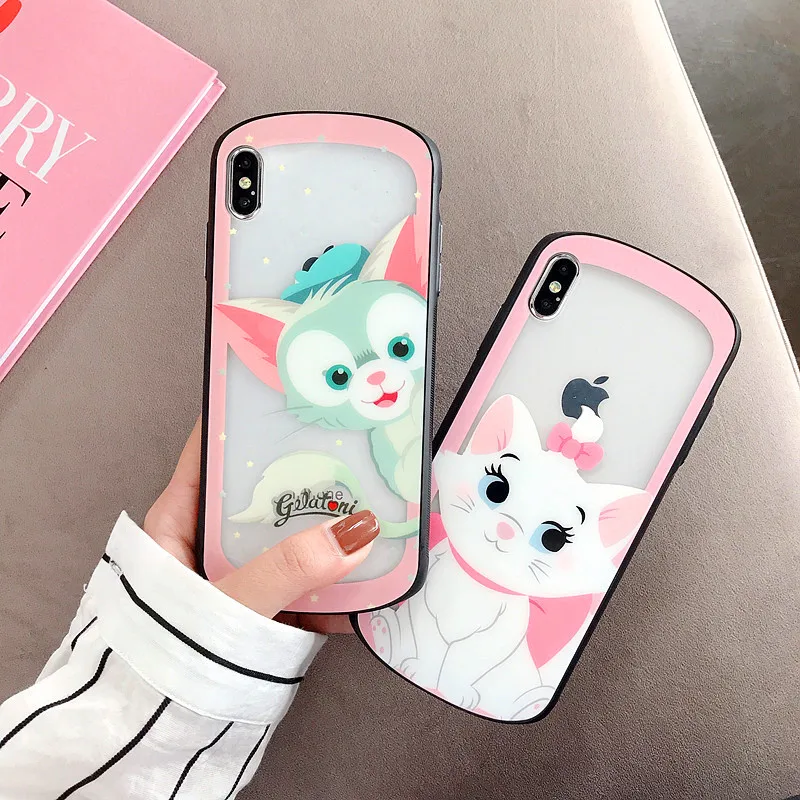 Мультяшный любимец Зонт кошка Мэри Даффи чехол для iPhone X XR XS MAX 8 7 6s plus милое Закаленное стекло Защитная стеклянная крышка Coque