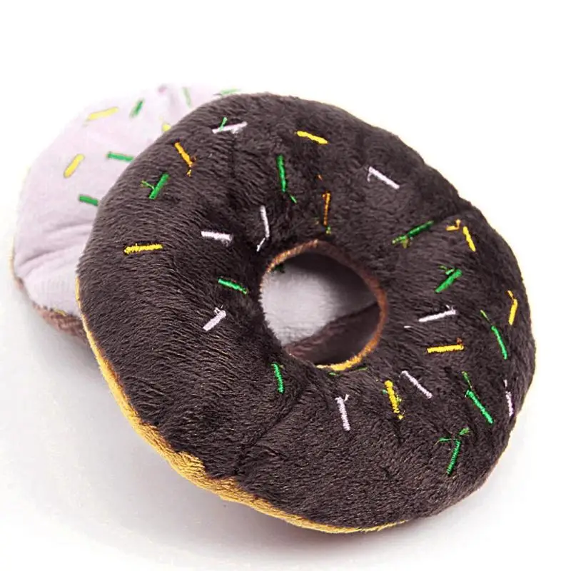 Забавный питомец, жевательный бросок, игрушка Huisdier Producten Leuke Donuts Puppy Kat Piepend Piepende Pluche Geluid Speelgoed Hond Levert