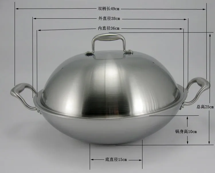 Кухонная посуда Woks большая ВОК 36 см кухонный инструмент сковорода #304 из