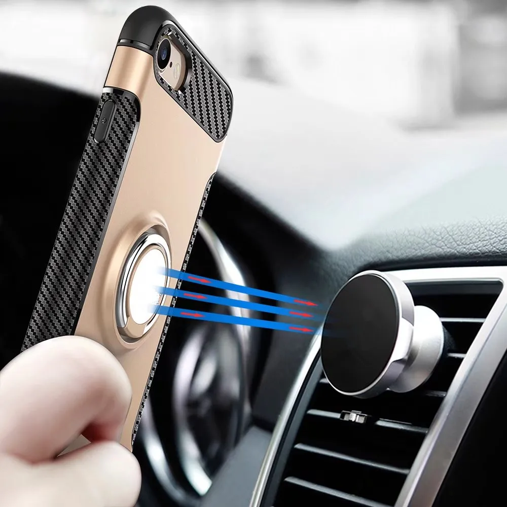 EMIUP Case For iPhone 7 6 Plus Luxury Metal Ring Holder Combo Phone 6s Capa Coque Cover |