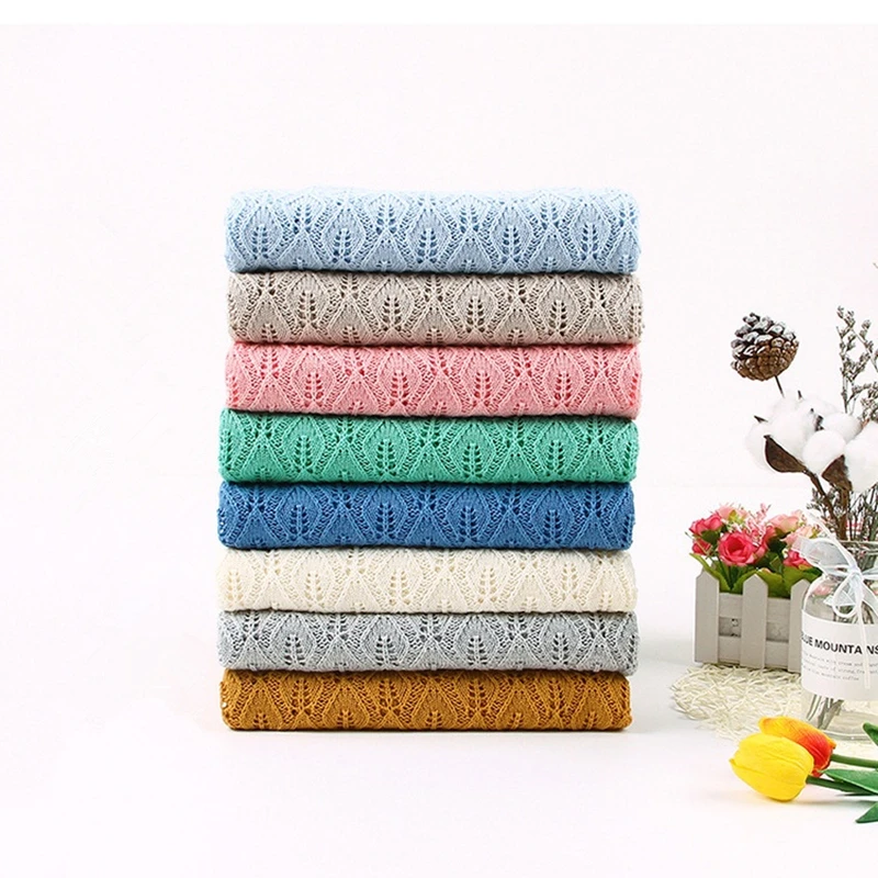 

80X100cm Cotton knitted unique leaves hollow wrap summer thin cool newborn Baby AC Blanket kids back seat cover stroller cover