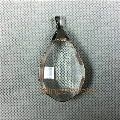 waterdrop 10% ВЫКЛ. прозрачные кварцевые каплевидные Подвески с покрытием Gunblack P16120301 - Окраска металла: waterdrop