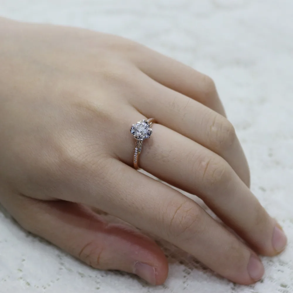 LASAMERO 0.537CT IJ/SI Round Cut Natural Diamond Ring For Women 18k White Gold 2 Tone Certified Engagement Wedding | Украшения и