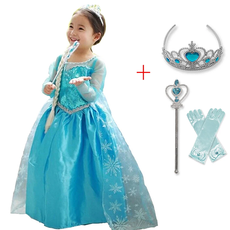 Anna Elsa Princess Dress Children Girls Halloween Party Costume Kids Cosplay Clothing Girls Princess Dress up Christmas Dresses