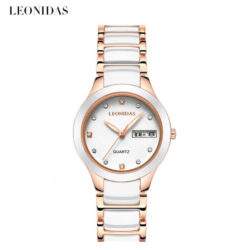 Дамы Bling Часы Керамические часы для женщин розовое золото смотреть Top Элитный