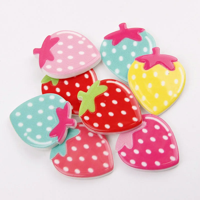 Новинка кавайные полимерные Клубничные конфетные цветы 30 шт./лот 23*33 мм