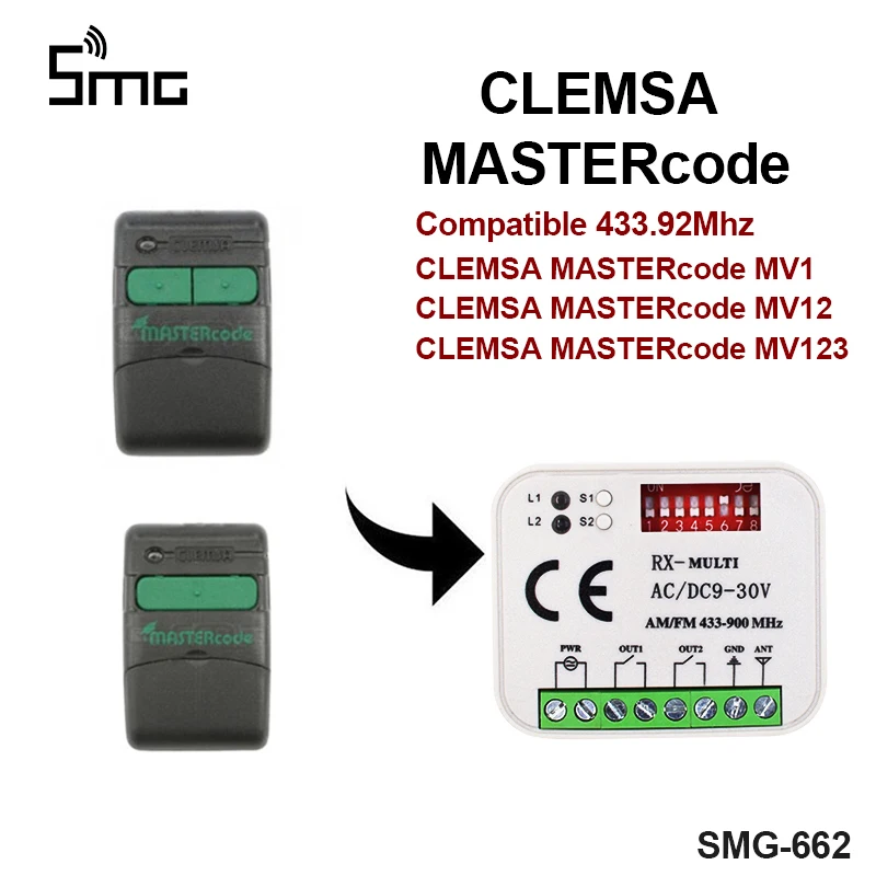 300-868 МГц гаражные ворота дистанционного приемника для CLEMSA MASTERcode 433,92 МГц Скалка код ручной передатчик