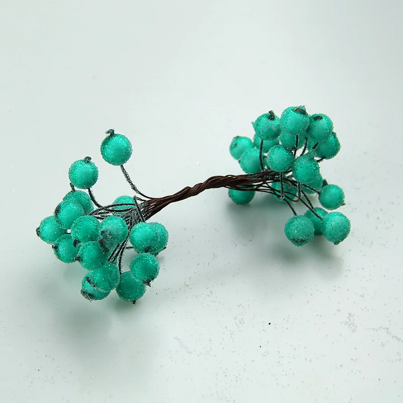 The light blue Букет из красной вишни, искусственный мини-фруктовый цветок, ягоды, рождественские украшения, 20 шт/40 голов - Цвет: The light blue