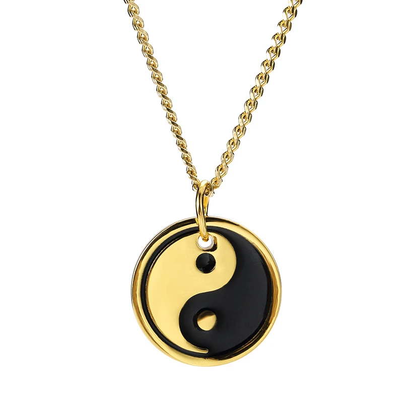 

Small Tai Chi Pictures Pendant Fashion Jewelry Vintage Bronze Chain Necklace for Women alloy Pendant With RustSteel Chain