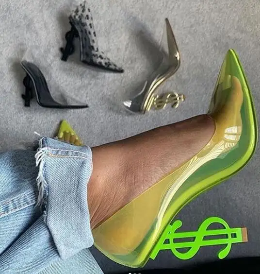 Лидер продаж туфли на высоком каблуке из прозрачного ПВХ в стиле пэчворк