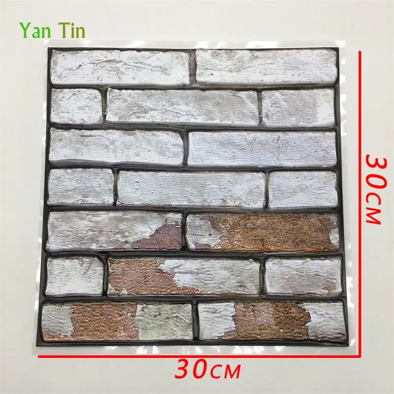 30CMX30CM 3D серый камень кирпич узор выбивает плитки настенные наклейки для кухни Ванная комната талии линии плитки настенные наклейки самоклеющиеся винил книги по искусству росписи - Цвет: 30CMX30CM