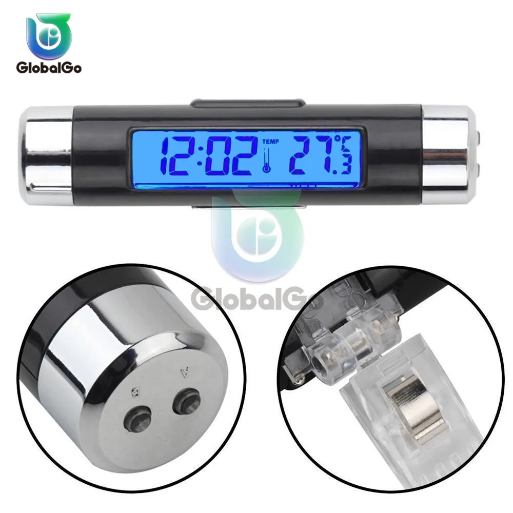 2-in-1 Car Clock Thermometer With Clip Automotive Digital LCD Backlight Temperature Meter Tester Home Mini | Инструменты